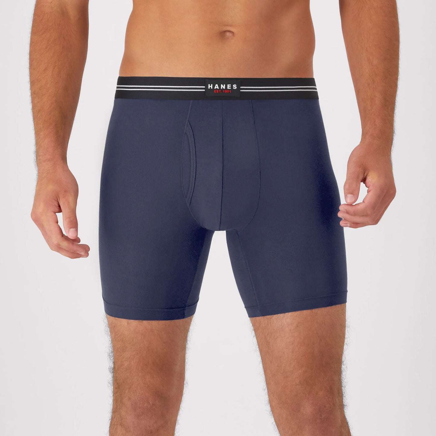 Hanes Perfect Flex Men's Boxer Brief Underwear, Lightweight &amp; Breathable, Navy, 1-Pack