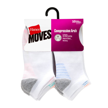 Hanes Moves Women&rsquo;s No Show Socks, X-Temp, Shoe Size 5-9, 10-Pairs