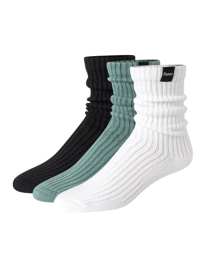 Hanes Originals Men&rsquo;s Crew Socks Pack, 3 Pairs, SuperSoft Slouch