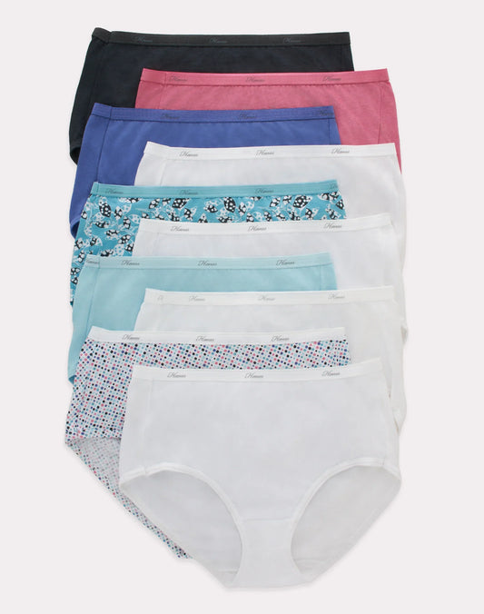 Hanes Women's Breathable Cotton Brief Underwear, White or Assorted, 10-Pack
