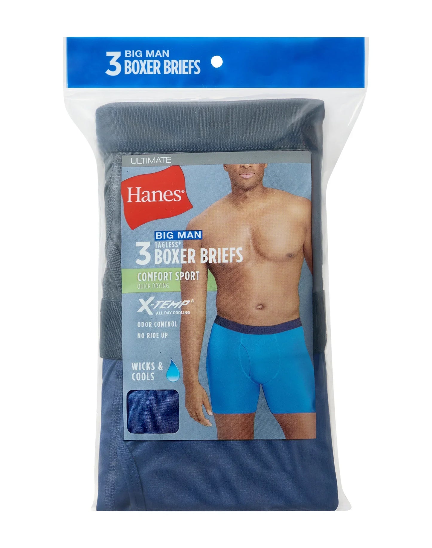 Hanes Men's Underwear Boxer Briefs, 3-Pack, Big Man Ultimate Sport (Big &amp; Tall)