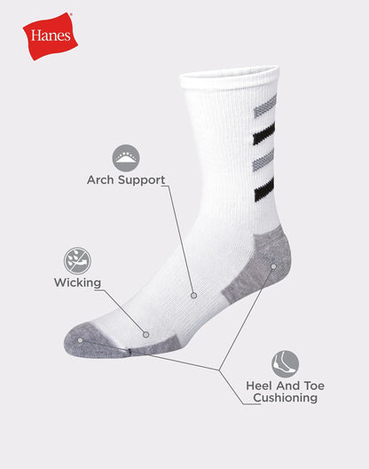 Hanes Cool DRI Men's Crew Socks with Ventilation, 3-Pairs