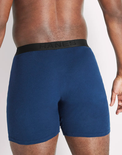Hanes Ultimate Big Men&rsquo;s Cotton Boxer Brief Underwear, Blue-Red, 4-Pack (Big &amp; Tall Sizes)