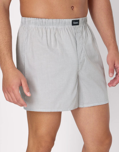Hanes Originals Ultimate Men's Cotton Stretch Woven Boxer Underwear, Plaids/Prints, 3-Pack