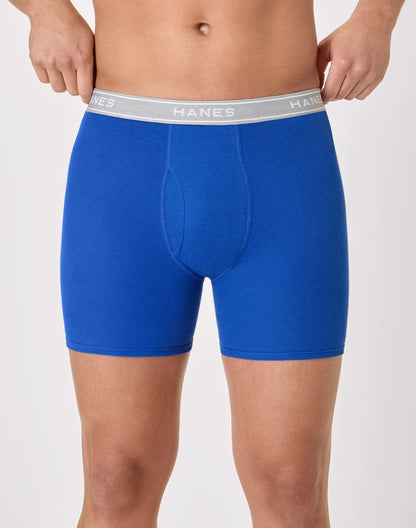 Hanes Men's Cotton Boxer Brief Underwear Super Value Pack, Assorted Solids, 10-Pack