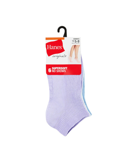 Hanes Originals Women&rsquo;s SuperSoft No Show Socks, 6-Pairs