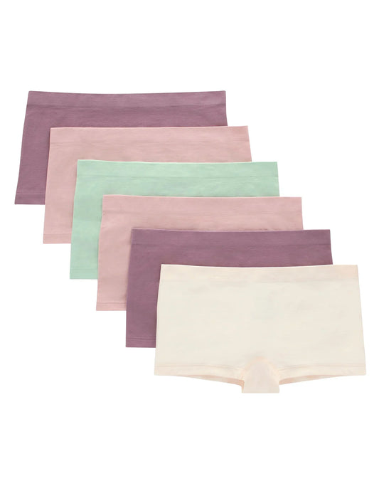 Hanes Girls' Seamless Comfort Girls' Boyshort Underwear, Fashion Assorted, 6-Pack