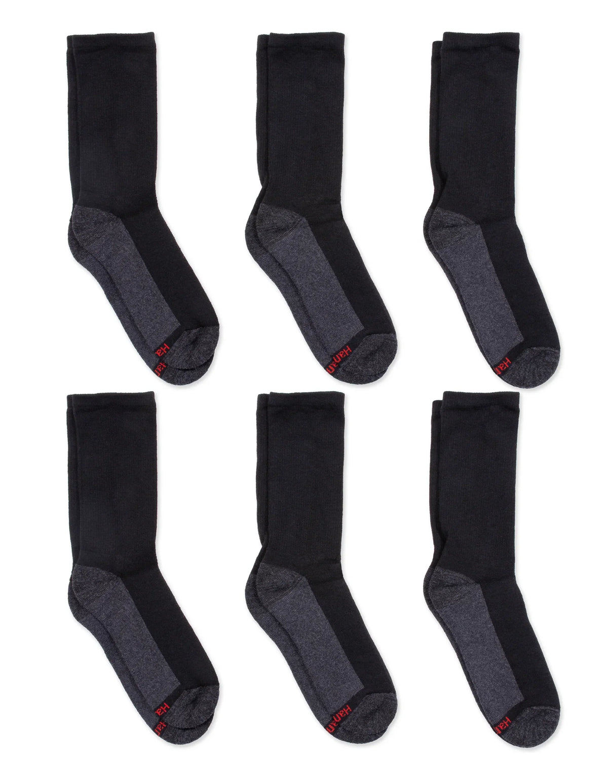 Hanes Double Tough Men's Crew Socks, Max Cushion, 6-Pairs