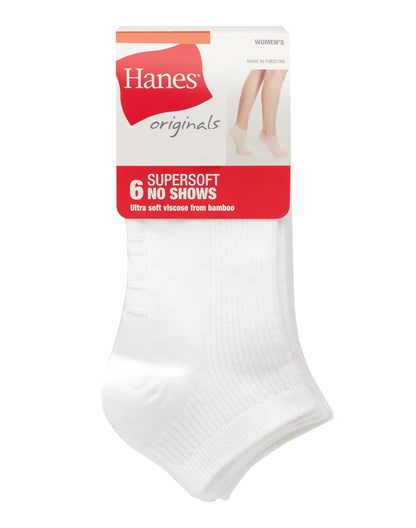 Hanes Originals Women&rsquo;s SuperSoft No Show Socks, 6-Pairs