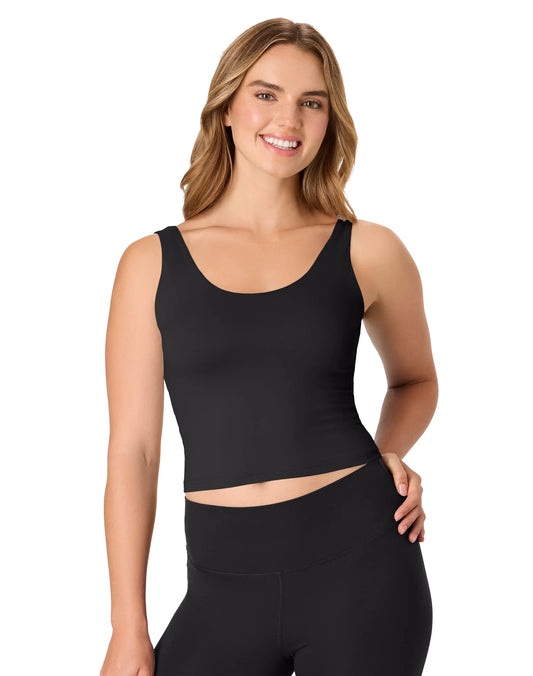 Hanes CoolDRI Women's Crop Tank with Built-in Shelf Bra, 3-Pack