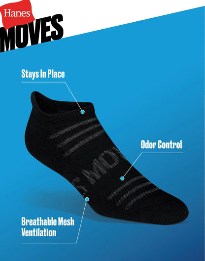 Hanes Moves Breathable Mesh Men&rsquo;s Heel Shield Socks, Shoe Sizes 6-12, 6-Pairs