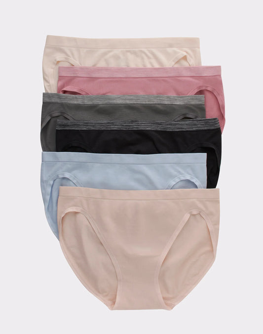 Hanes Women's Seamless Bikini Underwear, Comfort Flex Fit, 6-Pack