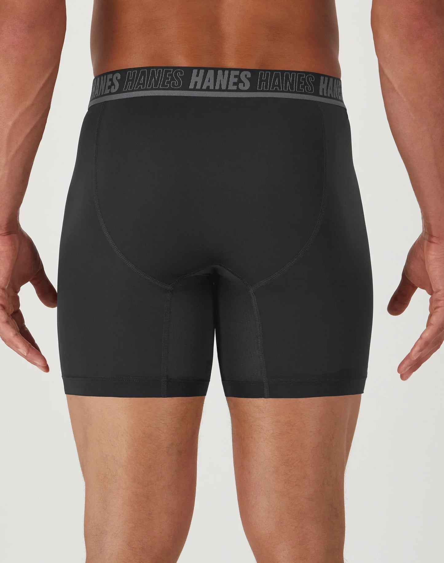 Hanes Moves Ultimate Men&rsquo;s Anti-Chafe Boxer Brief Underwear, X-Temp, Black/Grey/Ocean Blue, 4-Pack, 6"