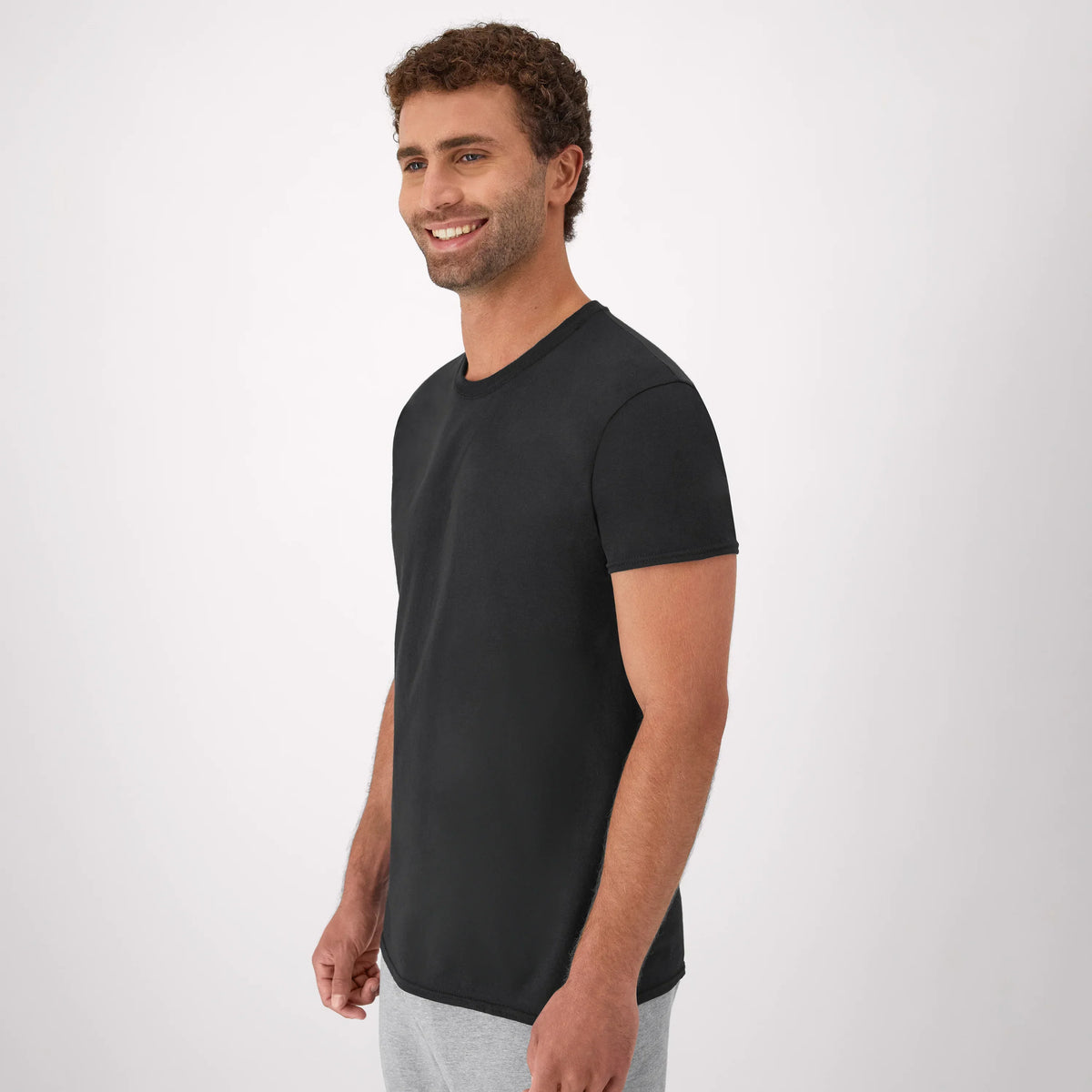 Hanes Men's T-Shirt Pack, Moisture-Wicking Stay-Tucked Undershirts, Black/Grey/Blue, 6-Pack