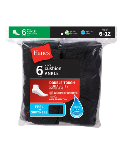 Hanes Men's Cushion Ankle Socks, 6-Pairs