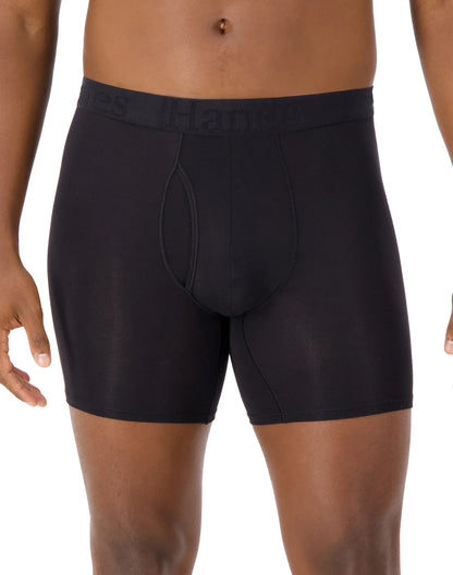 Hanes Originals Ultimate Men's SuperSoft Boxer Brief Underwear, Black, 3-Pack