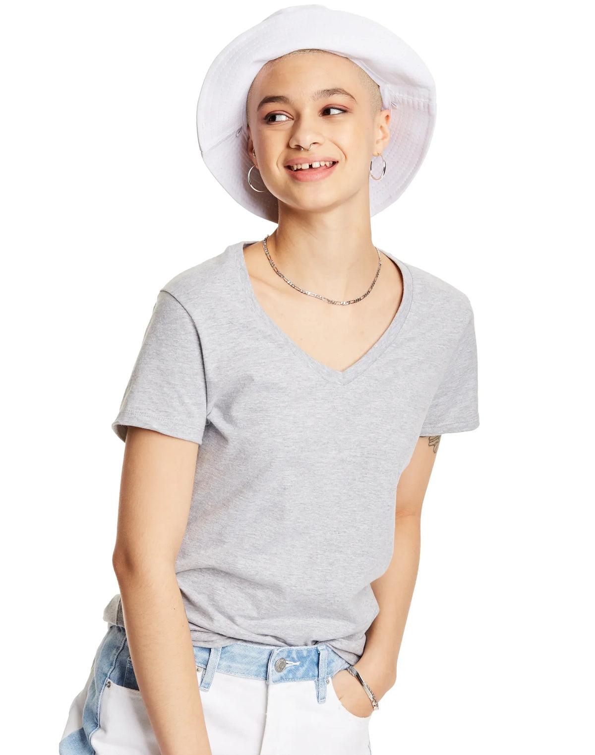 Hanes Perfect-T Women's V-Neck Cotton T-Shirt, Value 2-Pack