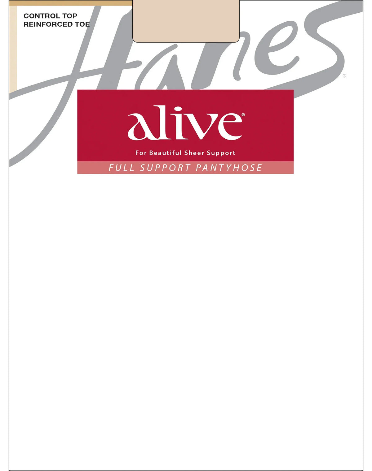 Hanes Alive Full Support Pantyhose with Control Top, Reinforced Toe