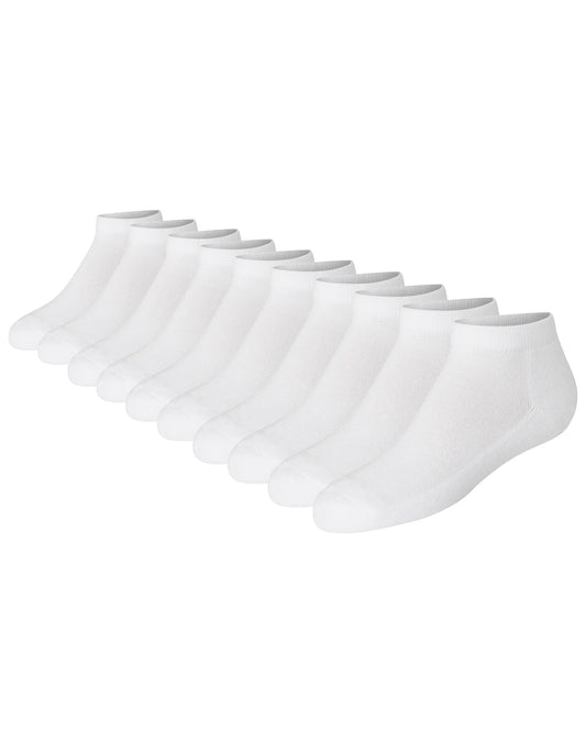 Hanes Girls' No Show Socks, White, 10-Pack