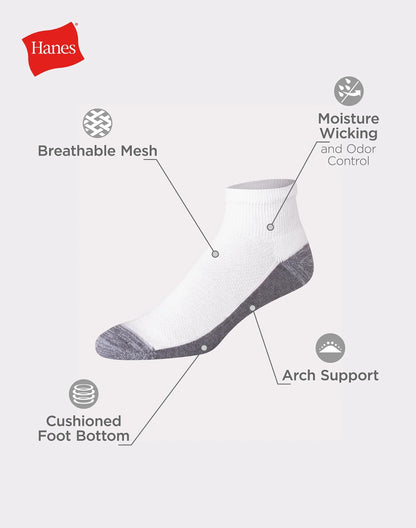 Hanes Men's X-Temp Cushioned Ankle Socks, 12-Pairs