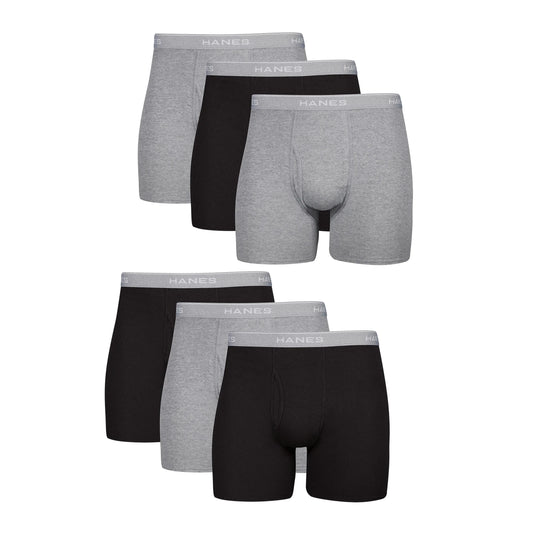 Hanes Comfort Flex Men's Cotton Boxer Brief Underwear, Moisture-Wicking, 6-Pack