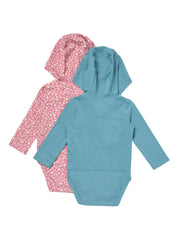 Hanes Pure Comfort Baby Long Sleeve Hooded Bodysuits, Organic Cotton, Boys &amp; Girls, 2-Pack
