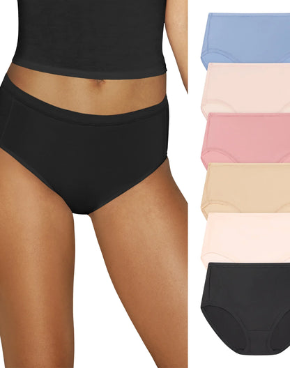 Hanes Women's Super Stretch Microfiber Modern Brief Underwear, Comfort Flex Fit, 6-Pack