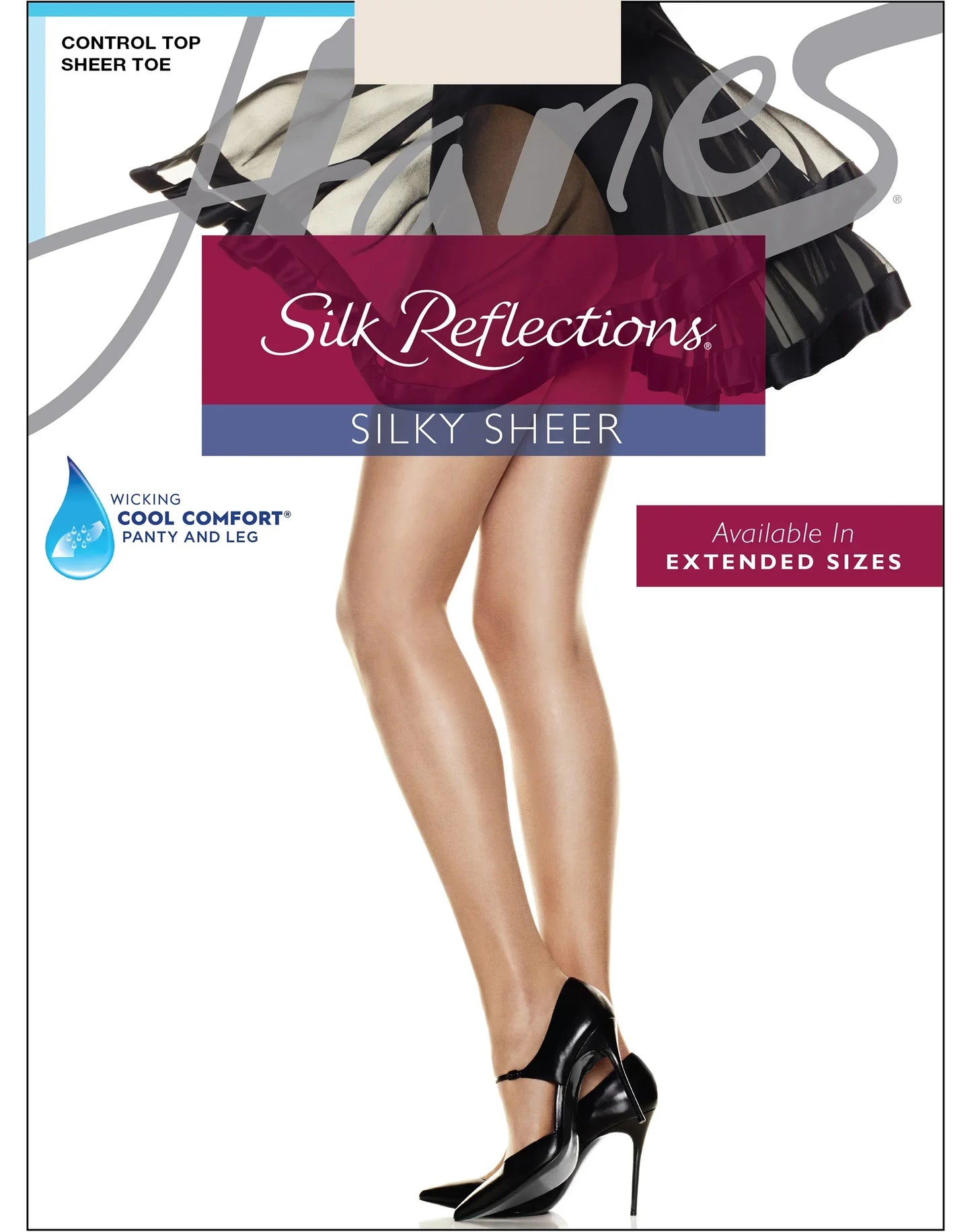 Hanes Silk Reflections Control Top Pantyhose with Sheer Toe