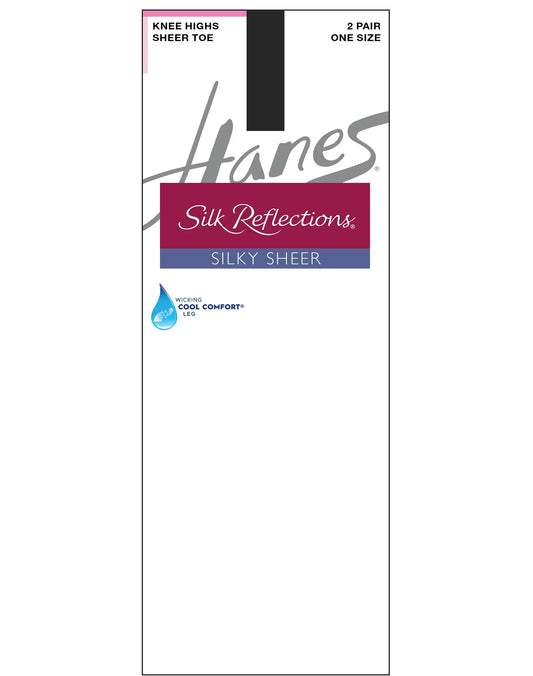 Hanes Silk Reflections Silky Sheer Knee Highs, Sheer Toe, 2-Pairs
