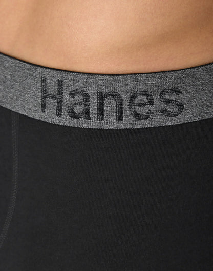 Hanes Stay Dry Pouch Men's Cotton Stretch Boxer Brief Underwear, Black, 3-Pack