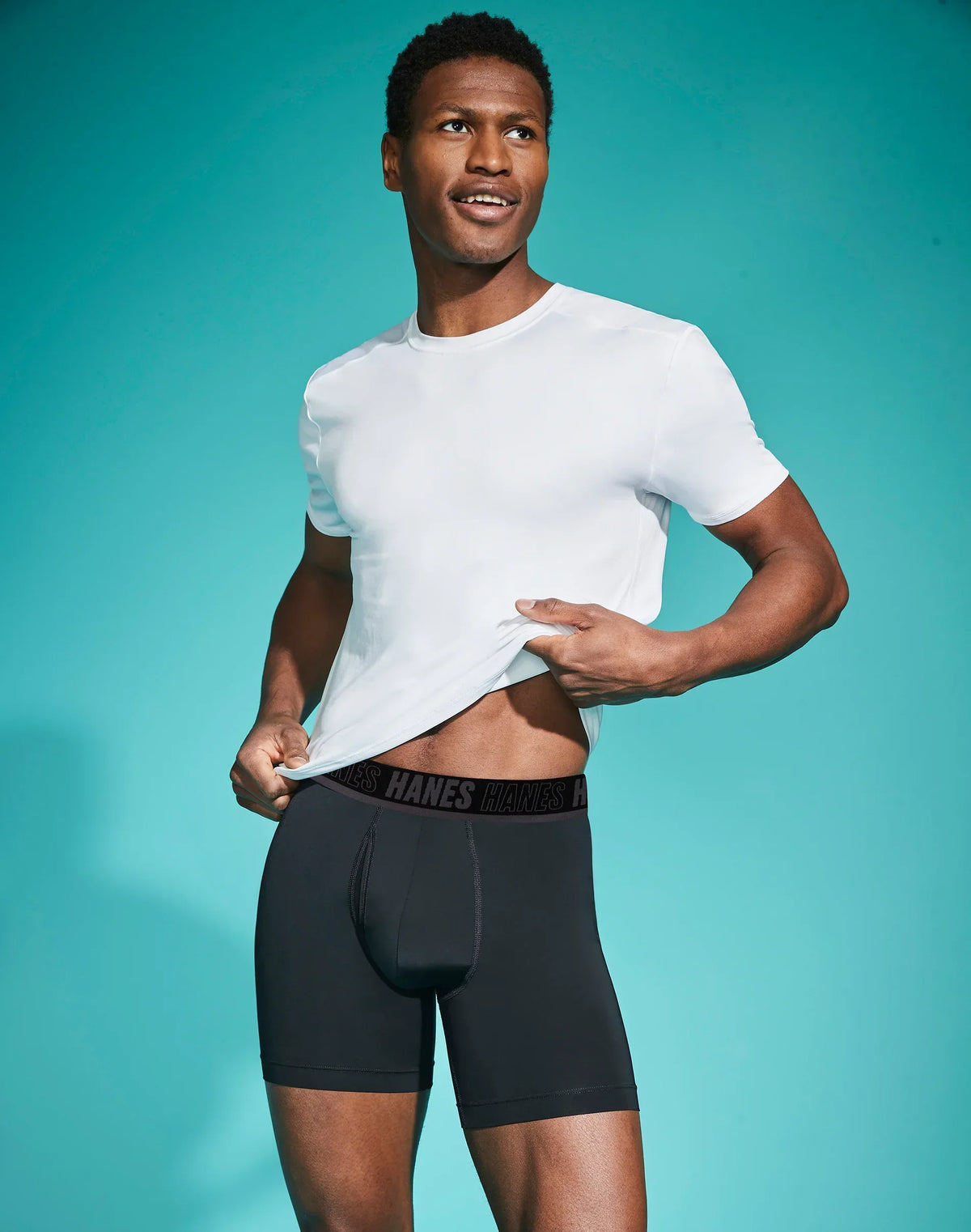 Hanes Moves Ultimate Men's Anti-Chafe  Boxer Brief Underwear, Total Support Pouch, X-Temp, Black, 4-Pack, 6"