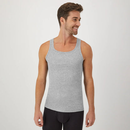 Hanes Men's Cotton Tank Top Undershirt, Black/Grey, 6-Pack