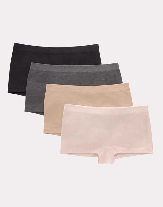 Hanes Girls&rsquo; Tween Underwear Seamless Boyshort Pack, Neutrals, 4-Pack