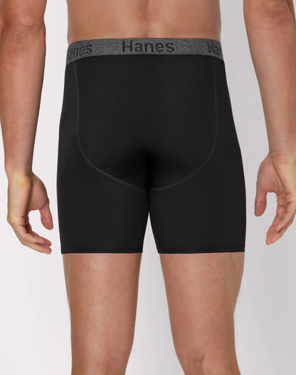 Hanes Stay Dry Pouch Men's Performance Stretch Boxer Brief Underwear, Black, 3-Pack
