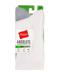 Hanes Absolute Wellness Women's Crew Socks Pack, 3-Pack, Non-Binding