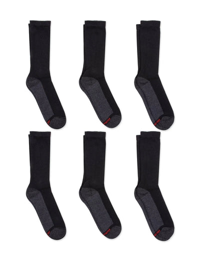 Hanes Double Tough Men's Crew Socks, Comfort Top, Shoe Sizes 12-14, 6-Pairs