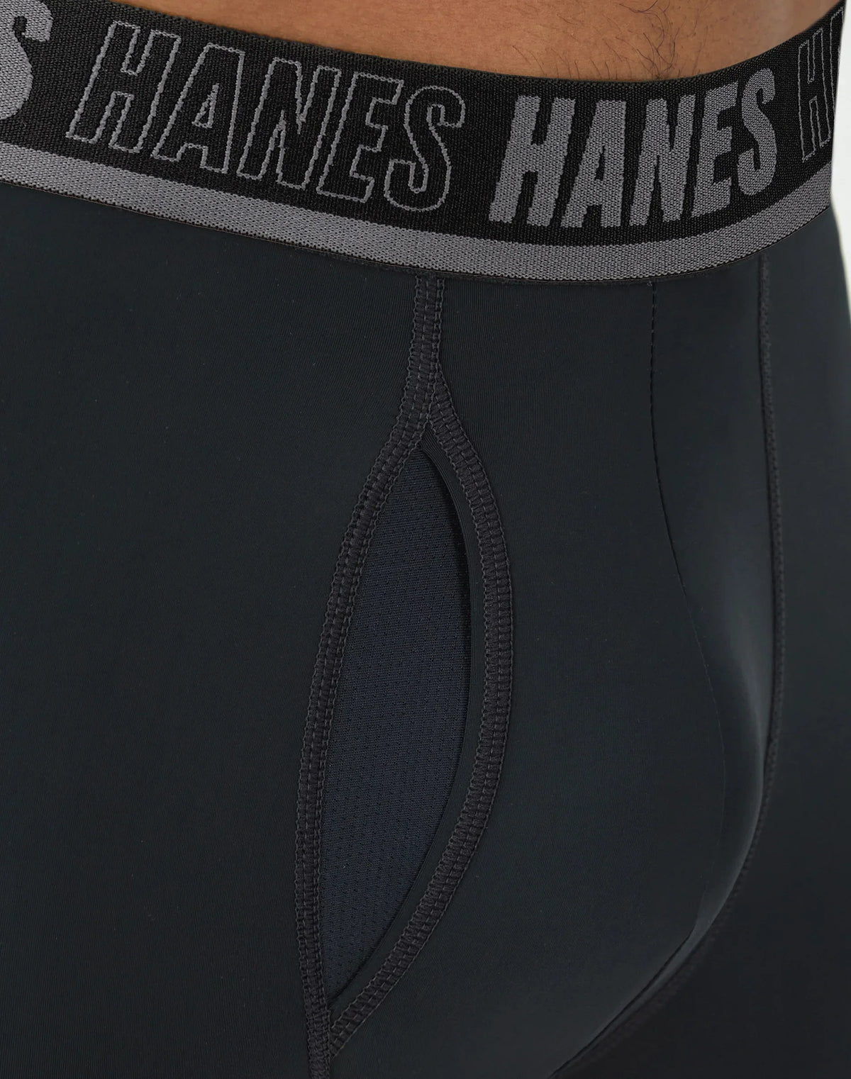 Hanes Moves Ultimate Men&rsquo;s Anti-Chafe Long Leg Boxer Brief Underwear, Total Support Pouch, X-Temp, Black/Grey/Blue, 4-Pack, 8&rdquo;