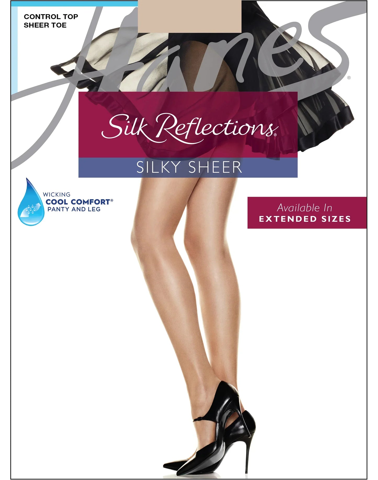Hanes Silk Reflections Control Top Pantyhose with Sheer Toe