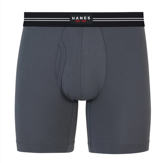 Hanes Perfect Flex Men's Boxer Brief Underwear, Lightweight &amp; Breathable, Grey, 1-Pack