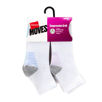 Hanes Moves X-Temp Women&rsquo;s Ankle Socks, 10-Pairs, Shoe Sizes 5-9