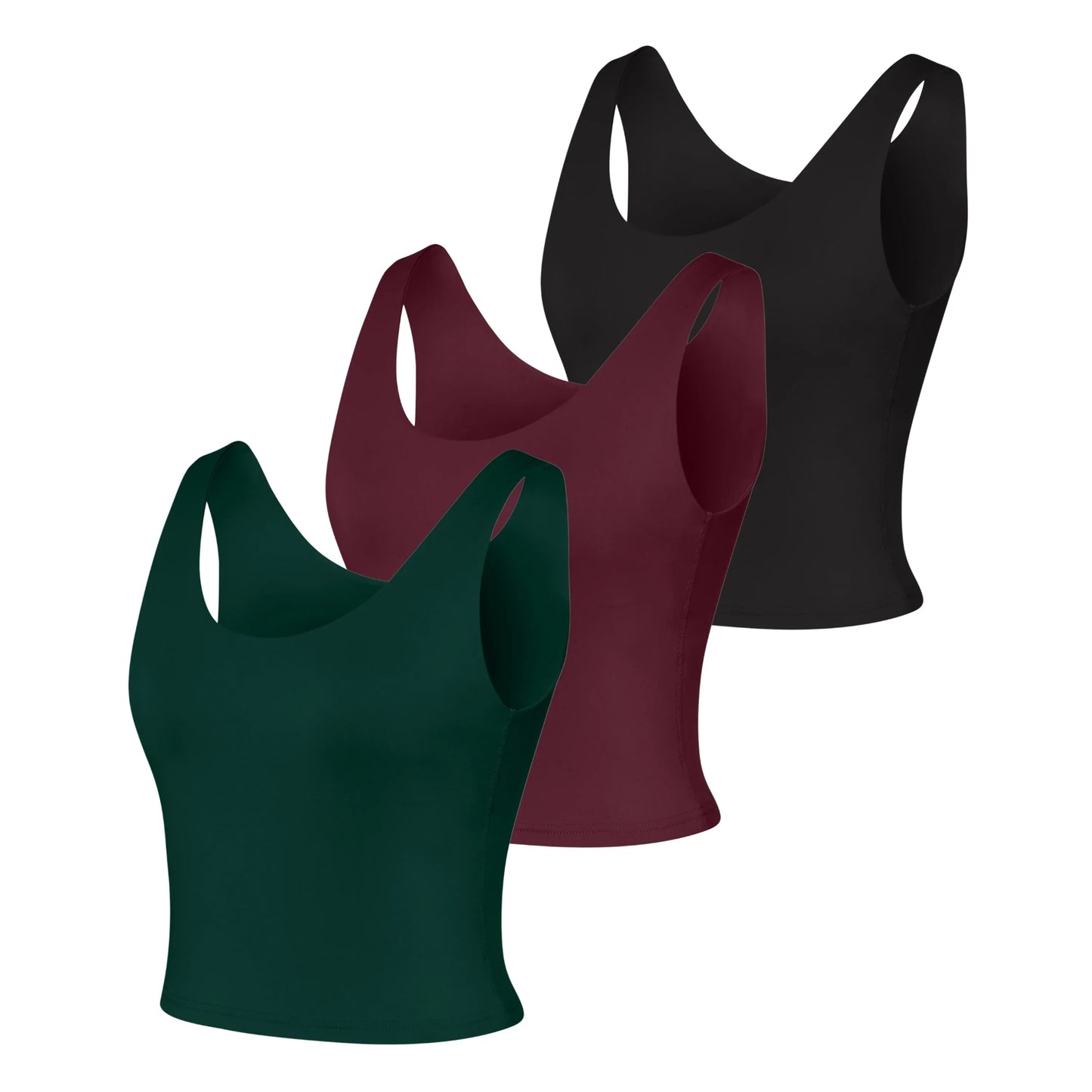 Hanes CoolDRI Women's Crop Tank with Built-in Shelf Bra, 3-Pack