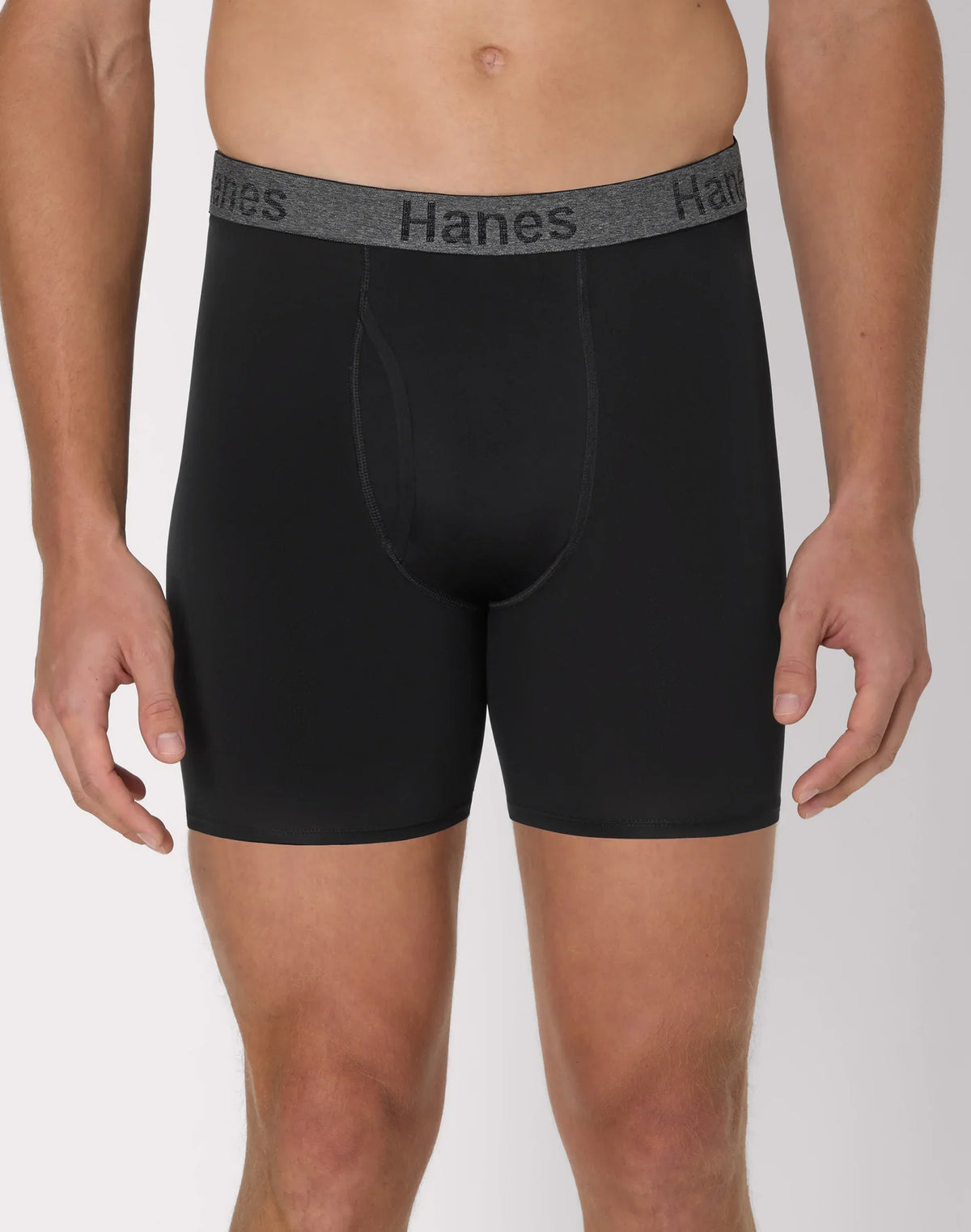 Hanes Stay Dry Pouch Men's Performance Stretch Boxer Brief Underwear, Black, 3-Pack