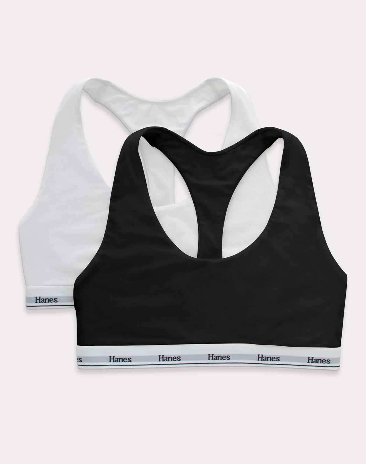 Hanes Originals Racerback Bralette, Breathable Stretch Cotton, 2-Pack