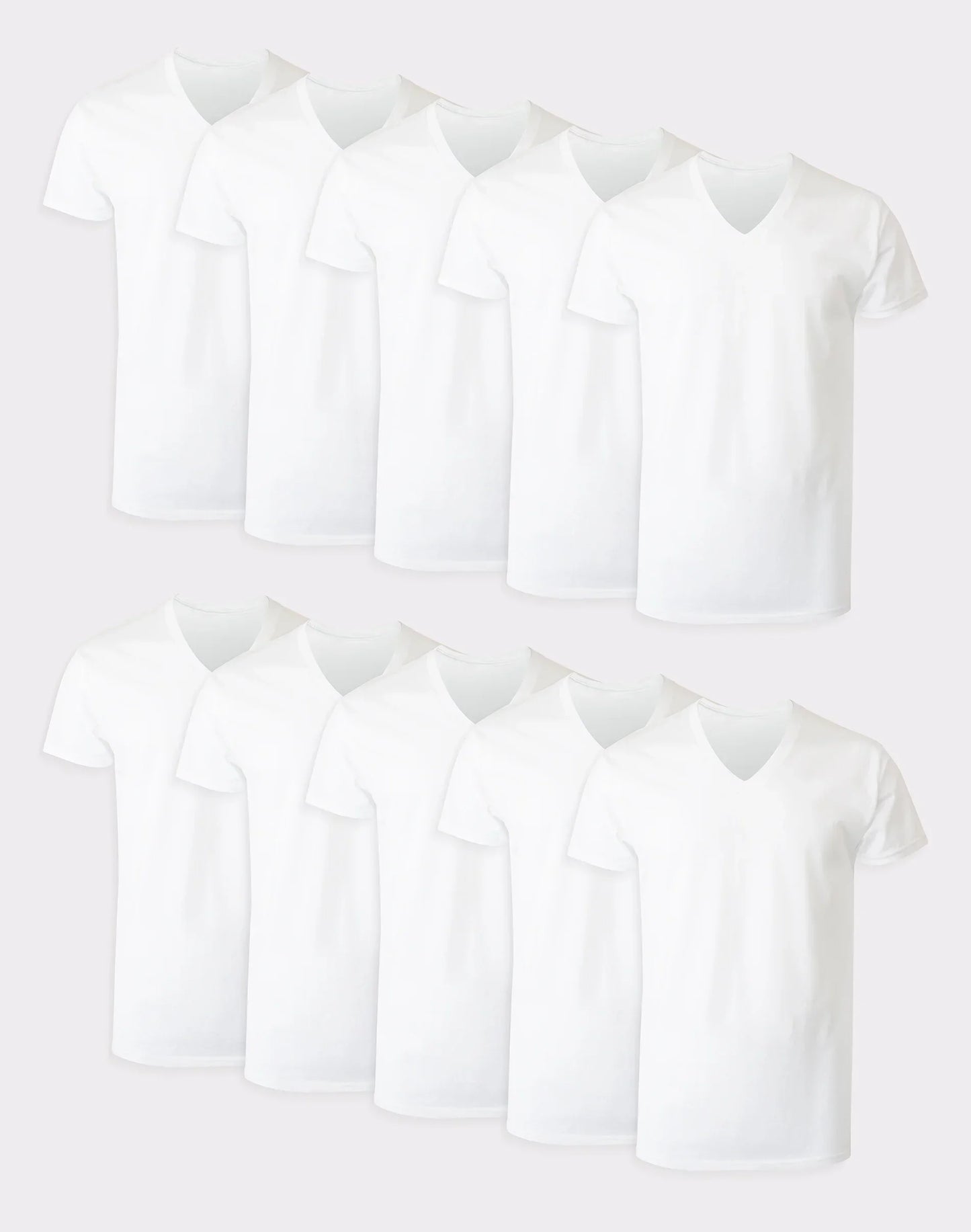 Hanes Men's White V-Neck Undershirt Super Value Pack, Moisture-Wicking Cotton, 10-Pack