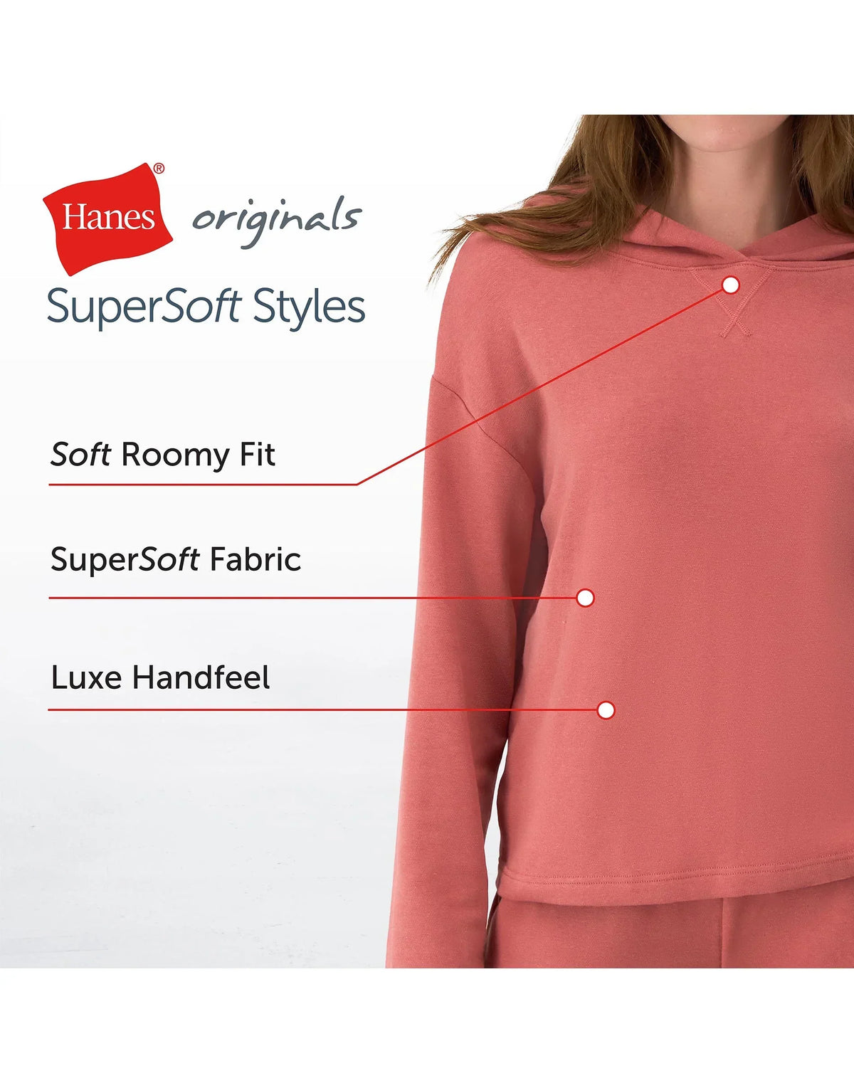Hanes Originals Women&rsquo;s SuperSoft Comfywear French Terry Hoodie
