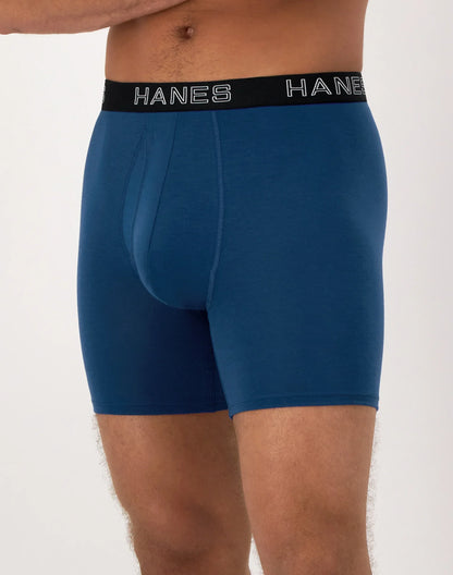 Hanes Ultimate Comfort Flex Fit Total Support Pouch Men's Boxer Brief Underwear, Red/Blue/Black/Grey, 4-Pack