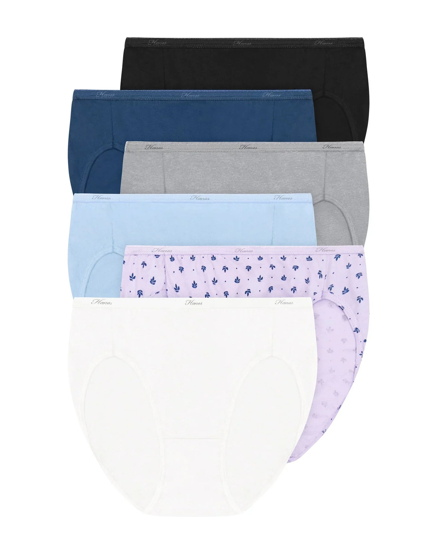 Hanes Cool Comfort Women's Cotton Hi-Cut Underwear, 6-Pack