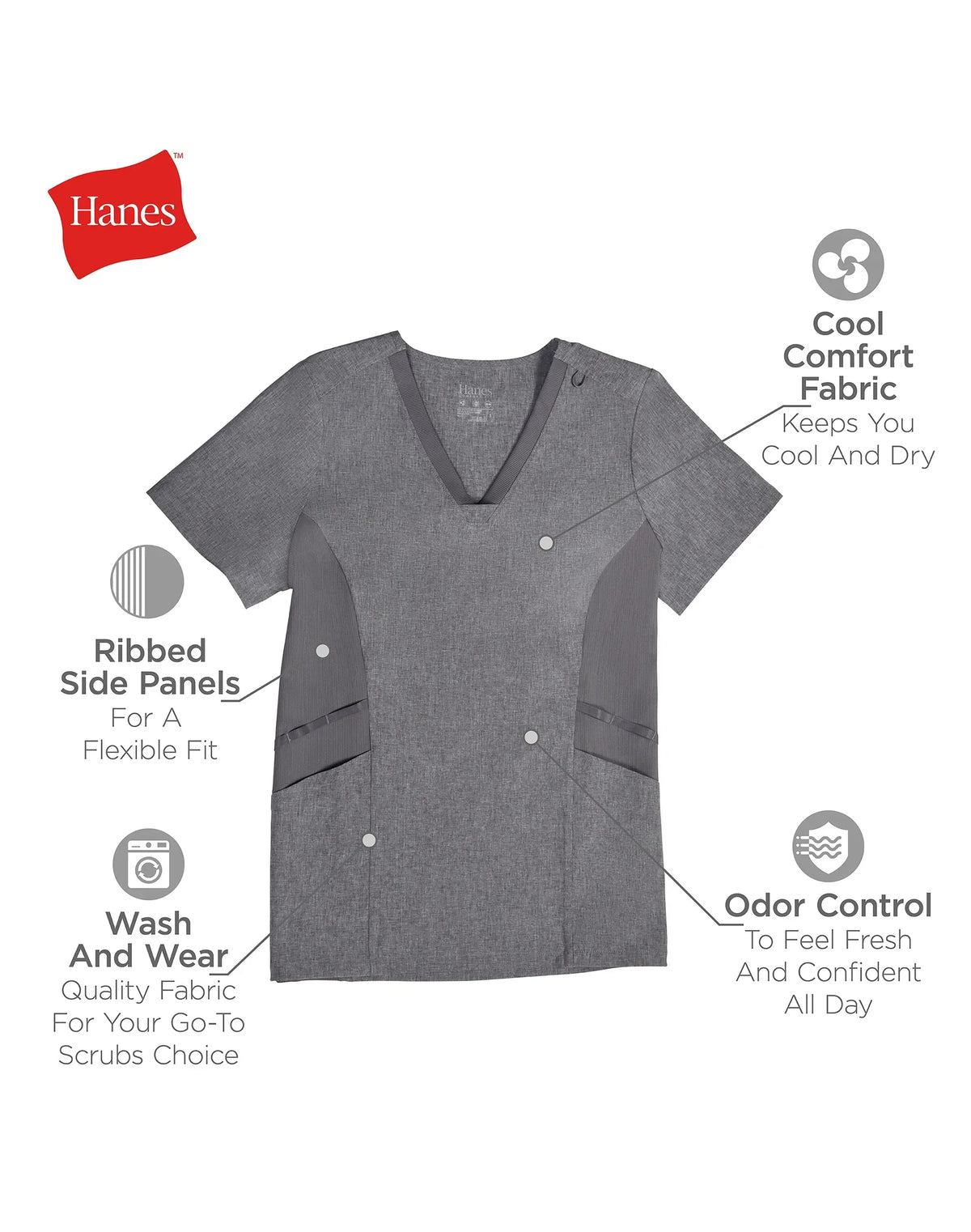 Hanes Comfort Fit Scrubs Women's Scrub Top