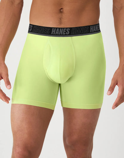 Hanes Moves Ultimate Men's Anti-Chafe Boxer Brief Underwear, Total Support Pouch, X-Temp, Assorted, 4-Pack, 6"