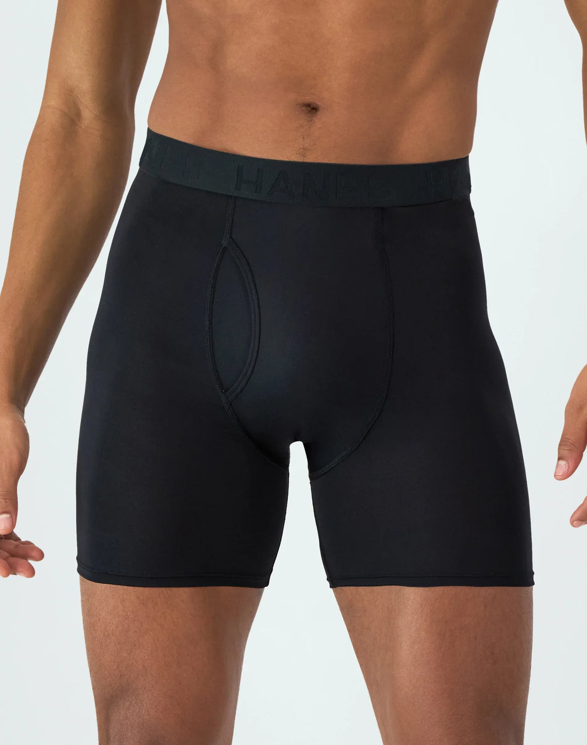 Hanes Ultimate Comfort Sport Men's Performance Stretch Boxer Brief Underwear, Black, 4-Pack